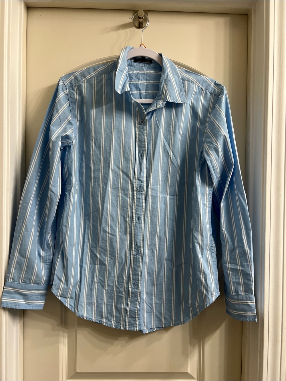 QUINCE Light Blue Striped Button-Down Shirt